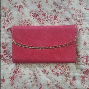 Pink Wallet with Rhinestone trim
